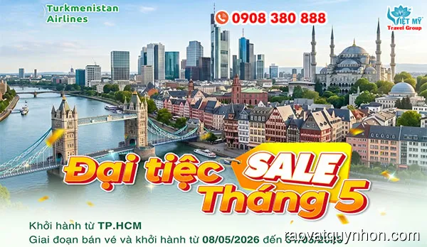 Turkmenistan Airlines ưu đãi vé máy bay Tháng 5