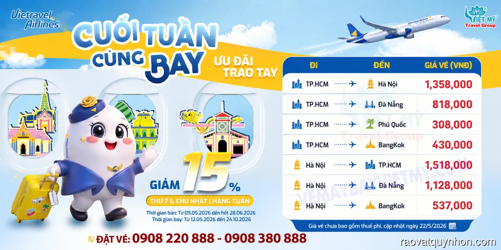 Vietravel Airlines khuyến mãi vé Cuối tuần