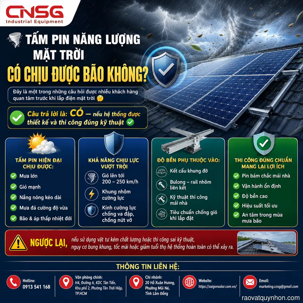 Tấm pin năng lượng mặt trời có chịu được bão không?
