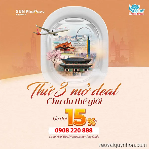 Sun PhuQuoc Airways ưu đãi vé thứ 3 hàng tuần