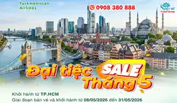 Turkmenistan Airlines ưu đãi vé máy bay Tháng 5