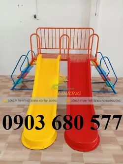 Cầu trượt 2 máng song song cho trẻ em vui chơi, vận động
