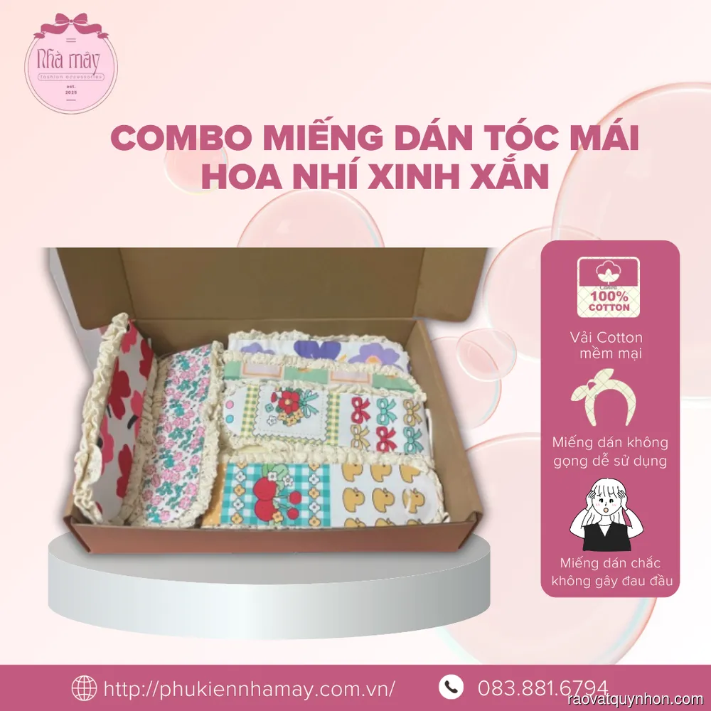 Combo Miếng Dán Tóc Mái Hoa Nhí - Bí kíp cho nàng luôn gọn gàng, xinh xắn